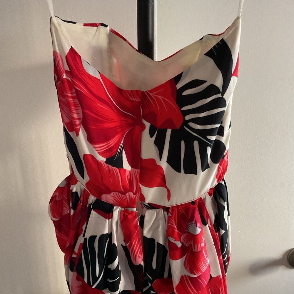 Vintage Hearts Strapless Red Floral Mini Dress 5 90s Y2K Party Coquette Retro - Picture 9 of 9